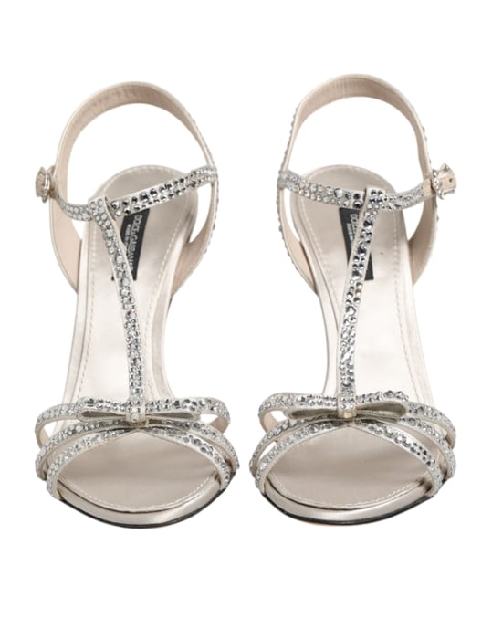 Dolce & Gabbana Silver Strass Ankelrem Sandaler Skor - Image 3