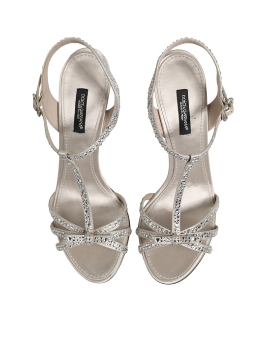 Dolce & Gabbana Silver Strass Ankelrem Sandaler Skor - Image 4