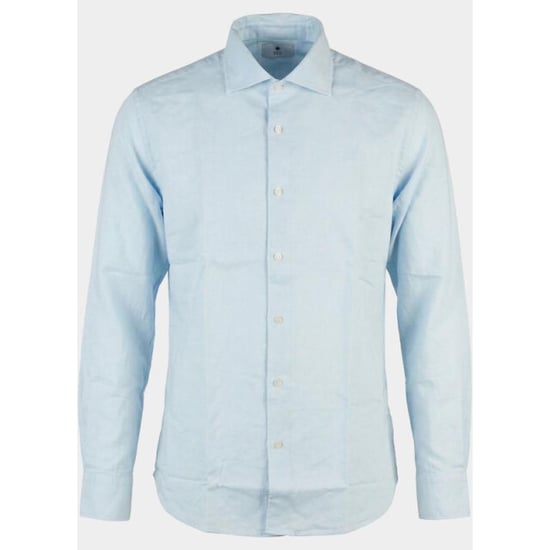 Bos Bright Blue Casual hemd lange mouw linnen shirt 5405.426/214 - Image 4
