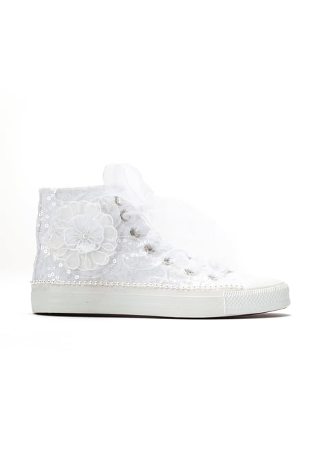 Mariselle Parel Kant Bruids Hoge Sneaker - Image 2