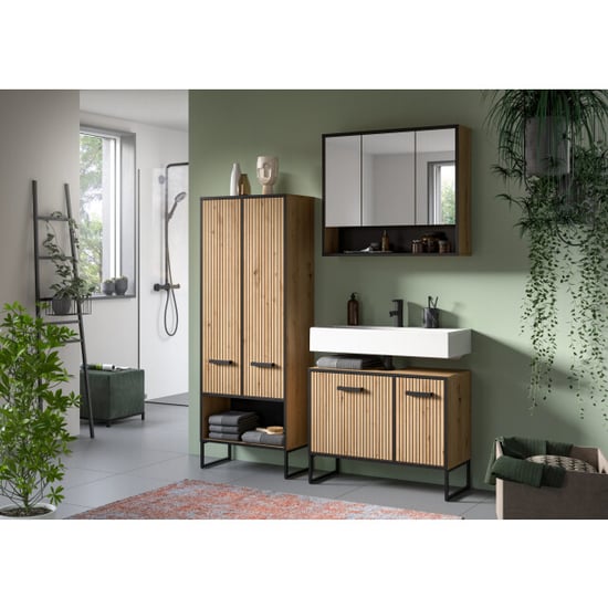 Furnilux Badcombinatie artisan oak functionele spiegelkast met wastafel moderne - Image 2