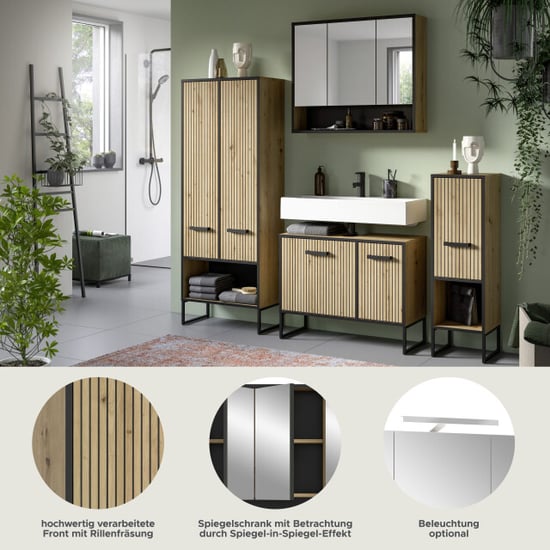 Furnilux Badcombinatie artisan oak functionele spiegelkast met wastafel moderne - Image 3