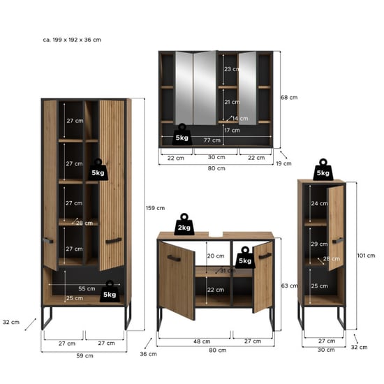 Furnilux Badcombinatie artisan oak functionele spiegelkast met wastafel moderne - Image 4