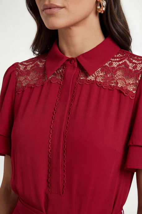 Petite Lace Insert Ruffle Sleeve Midi Dress - Image 3