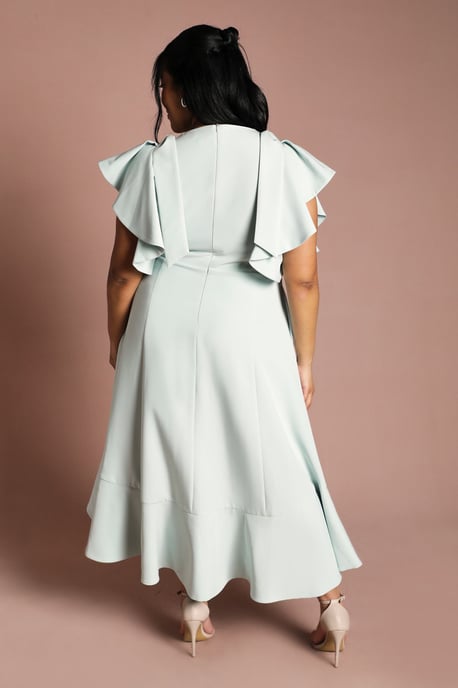 Plus Crepe Ruffle Wrap Midi Dress - Image 3