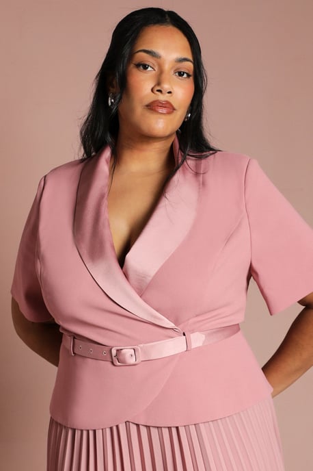 Plus 2 In 1 Wrap Dress With Pleated Skirt - Image 2