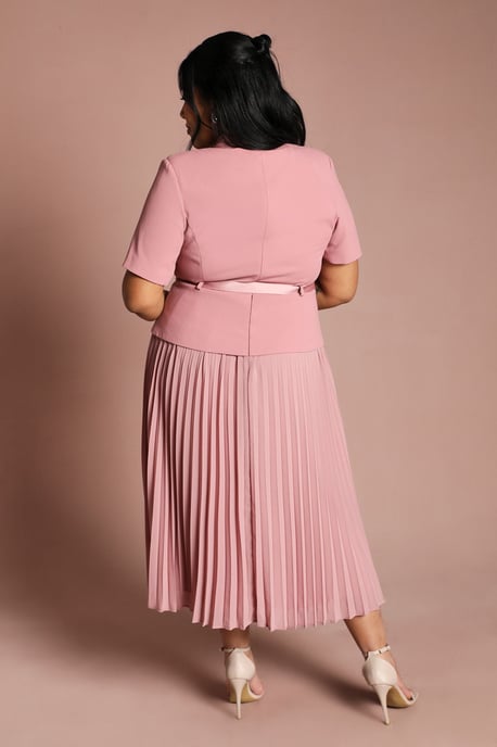 Plus 2 In 1 Wrap Dress With Pleated Skirt - Image 3