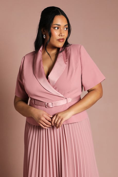 Plus 2 In 1 Wrap Dress With Pleated Skirt - Image 4