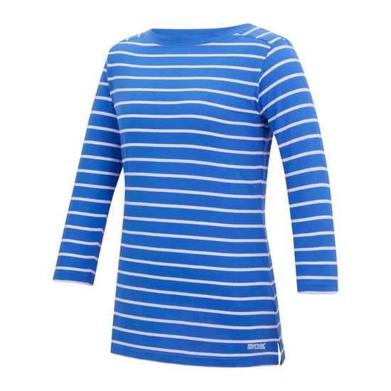 Regatta Dam/Ladies Baylette II randig T-shirt (Sonic Blue/White) - Image 3