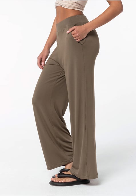 Long Viscose Pants KHAKI - Image 1