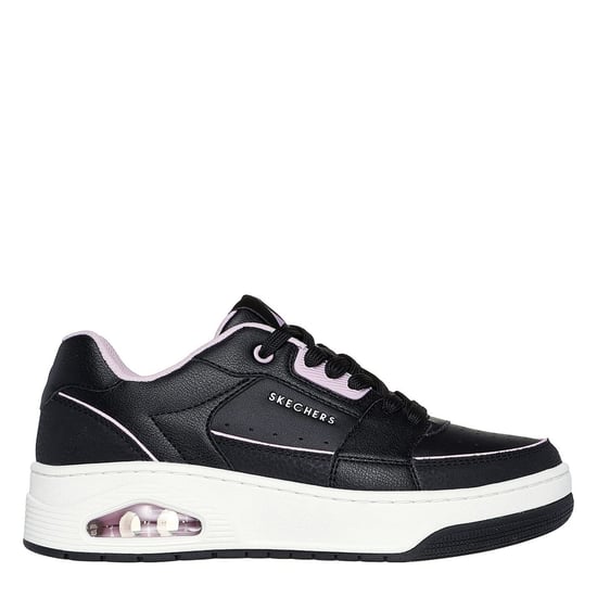 Women's Skechers Uno Court in Blk Lth/Pk Dlth - Image 3