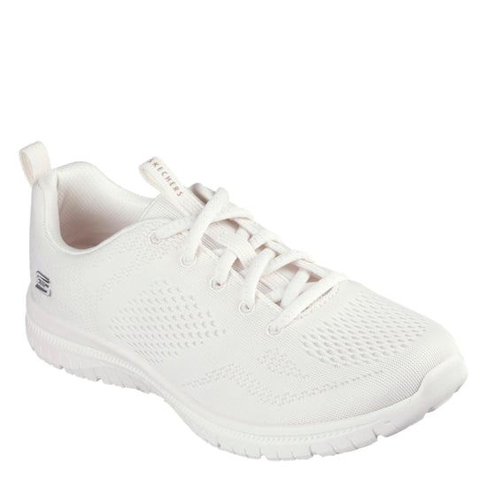 Women's Skechers Mesh Lace Up W Memory F Slip On Trainers Womens in Off White - Image 1