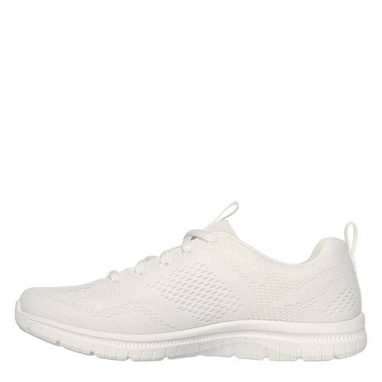Women's Skechers Mesh Lace Up W Memory F Slip On Trainers Womens in Off White - Image 2