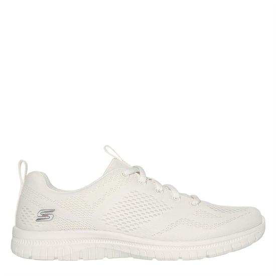 Women's Skechers Mesh Lace Up W Memory F Slip On Trainers Womens in Off White - Image 3