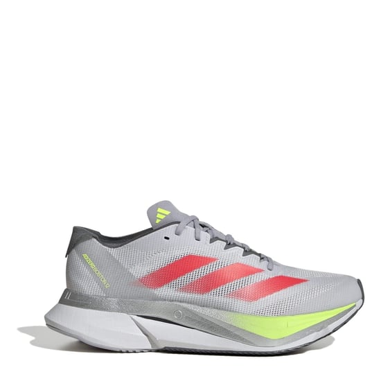 Women's adidas Adizero Boston 12 Road Running Shoes in Grey/Red/Lmn - Image 1