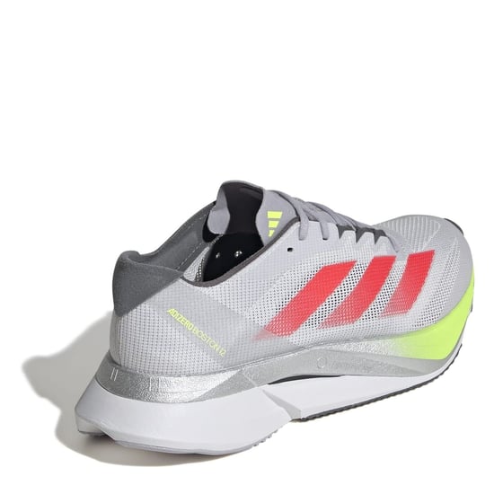 Women's adidas Adizero Boston 12 Road Running Shoes in Grey/Red/Lmn - Image 4