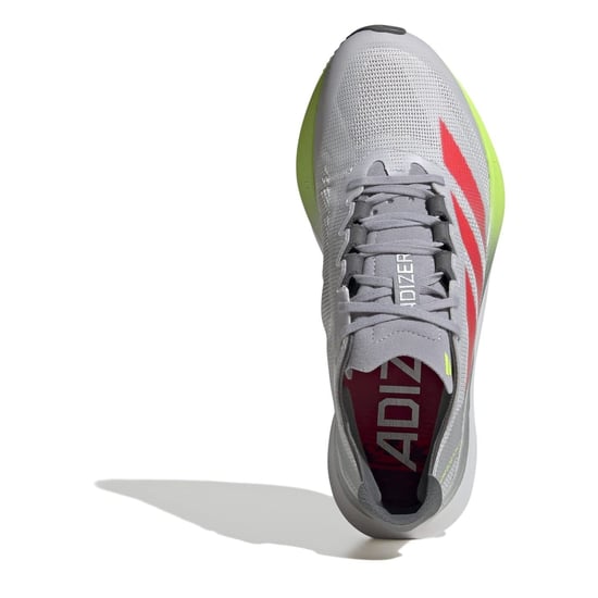 Women's adidas Adizero Boston 12 Road Running Shoes in Grey/Red/Lmn - Image 5