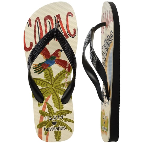 Women's Havaianas Graphic Print Thong Toe Flip Flop Sandals in Black - Image 2