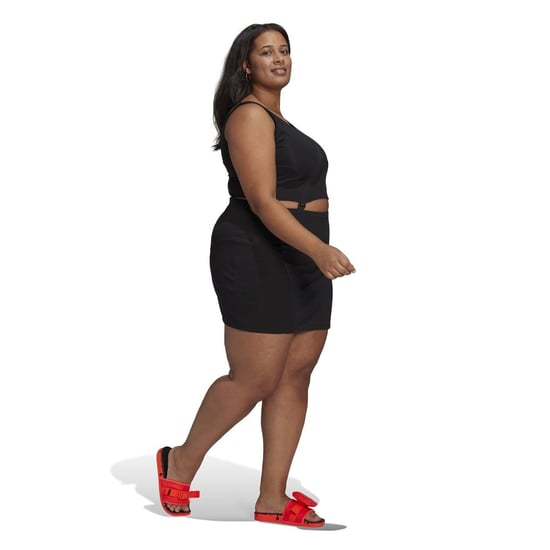 Women's adidas Rib Scoop Neck Mini Bodycon Dress in Black - Image 4