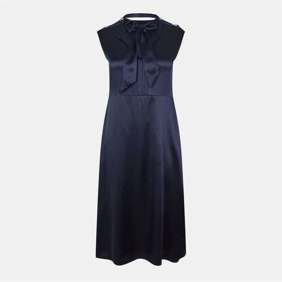 Women's Boss Tie Neck Mini Skater Dress in Dark Blue - Image 1