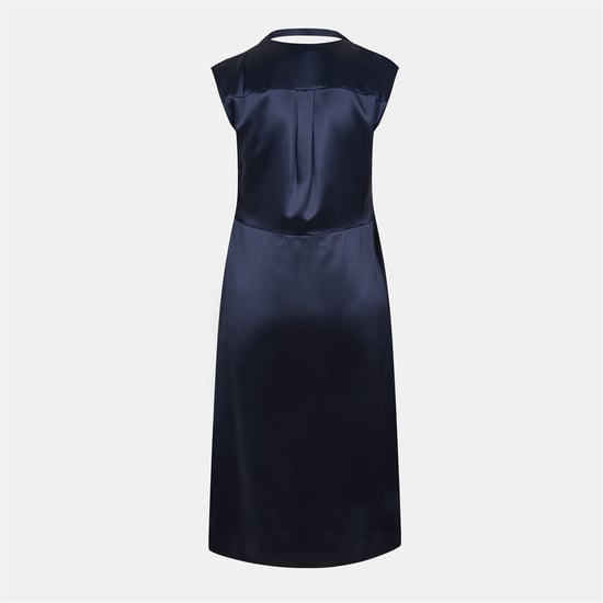 Women's Boss Tie Neck Mini Skater Dress in Dark Blue - Image 2