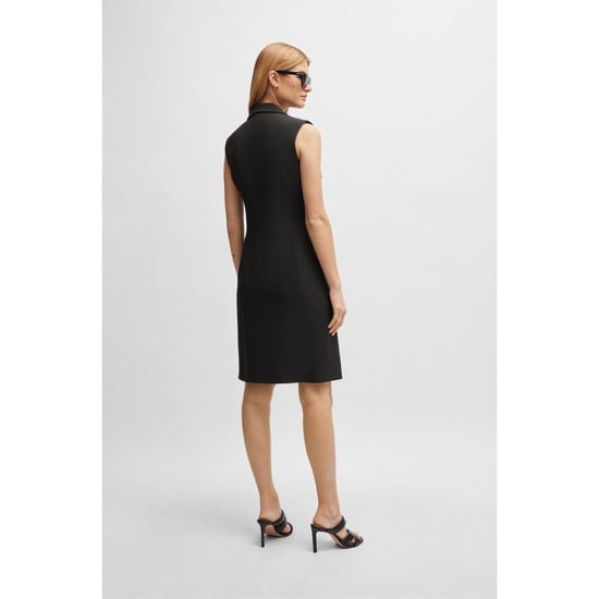 Women's Boss V-Neck Knee Length Wrap Dress in Black - Image 2