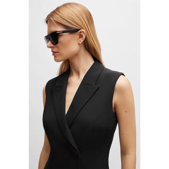 Women's Boss V-Neck Knee Length Wrap Dress in Black - Image 3