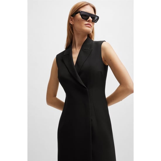 Women's Boss V-Neck Knee Length Wrap Dress in Black - Image 4