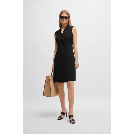 Women's Boss V-Neck Knee Length Wrap Dress in Black - Image 5