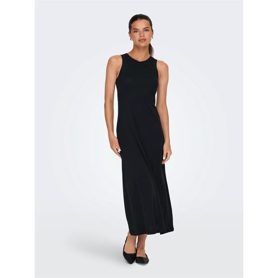 Women's Only May Logo Print Crew Neck Maxi A-Line Dress in Black - Image 2
