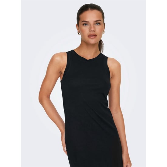 Women's Only May Logo Print Crew Neck Maxi A-Line Dress in Black - Image 4