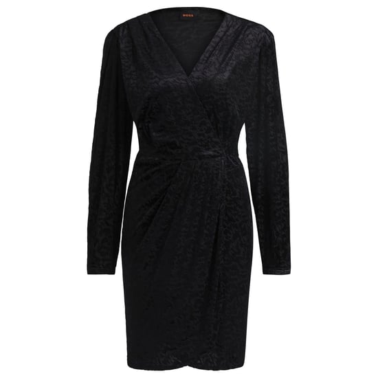 Women's Boss Edevoras V-Neck Long Sleeve Knee Length Dress in Black - Image 1