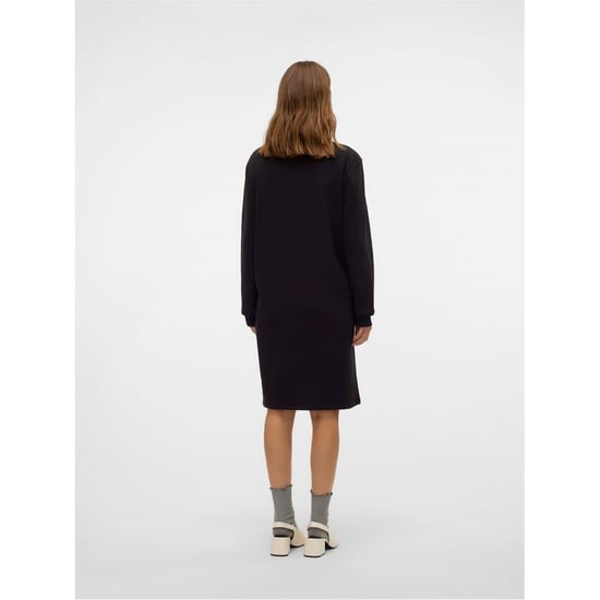 Women's Mamalicious Crew Neck Long Sleeve Knee Length Maternity Dress in Black - Image 6