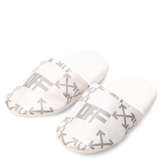 Men's Off White Off Mono Slippers in Creme Grey - Image 1
