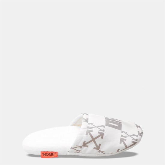 Men's Off White Off Mono Slippers in Creme Grey - Image 2