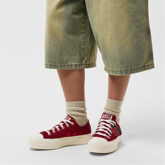 Women's Converse Taylor All Star Platform Canvasas Low Top Shoes in Park Red 642 - Image 3