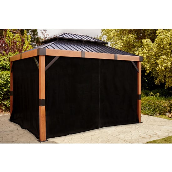 Sojag Fontana aluminium paviljoen met hard dak en muggennet houtlook/ - Image 6