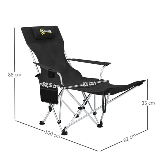 4goodz Set van 2 opvouwbare campingstoelen met afneembare voetsteun en bekerhouder - - Image 2