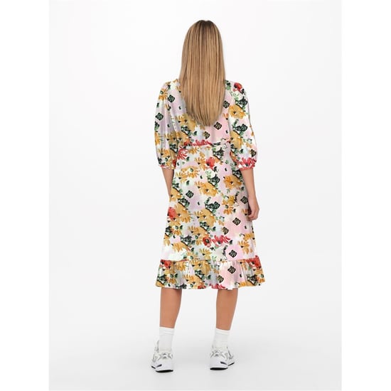 Women's Only Olivia V-Neck Midi Wrap Dress in Cloud Dancer - Image 2