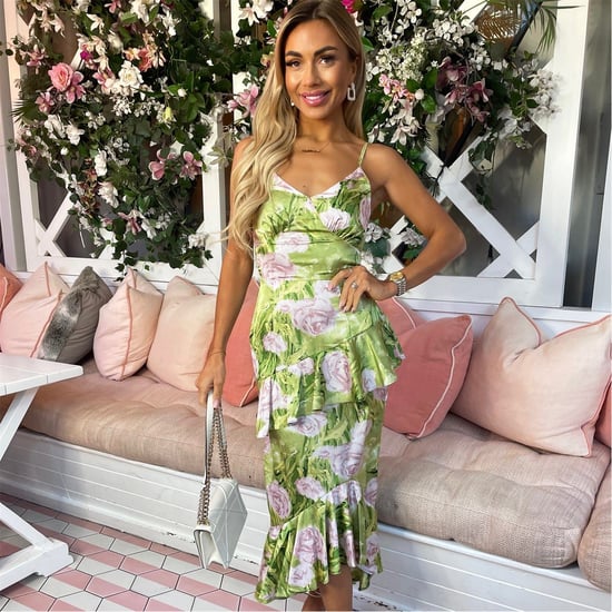 Paris Ruffle Dress Women's AX Paris Floral Satin Ruffle Midi Dress in Green