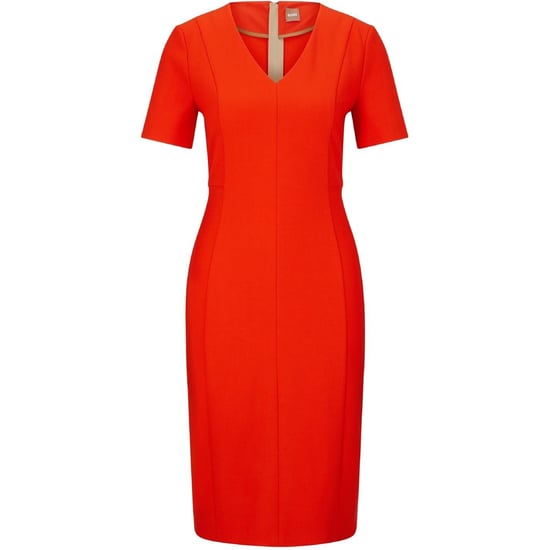 Women's Boss Damaisa V-Neck Short Sleeve Knee Length Dress in Bright Orange - Image 1