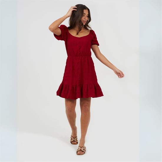Women's Brave Soul Sweetheart Neck Short Sleeve Babydoll Dress in Red - Image 4
