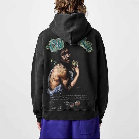 Men's Off White Bacchus Skate Hoodie in Black - Image 3
