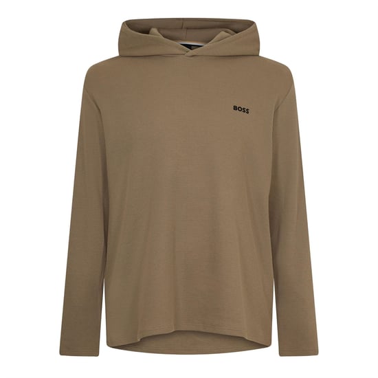Herr Boss Bw Waffle Hoodie, Texturdesign i Öppen Brun 245 - Image 1