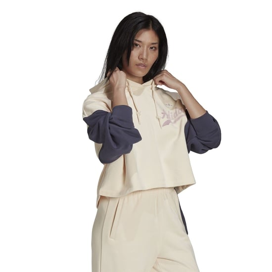 Women's adidas Originals Cropped Hooded Relaxed Fit Sweatshirt in Wonwhi/Shanav - Image 4