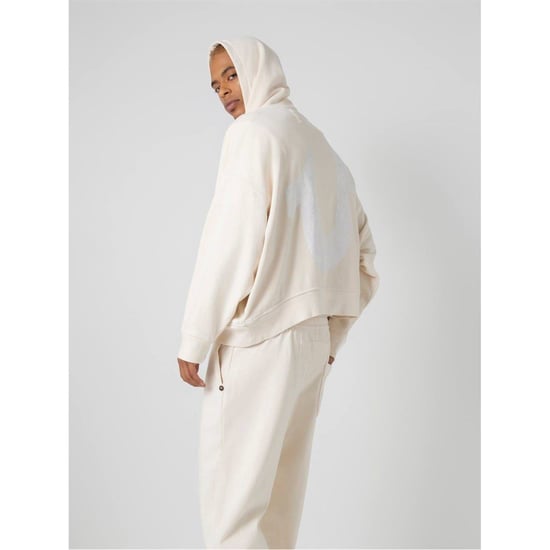Men's True Religion Hooded Relaxed Fit Logo Sweatshirt in Off White - Image 3