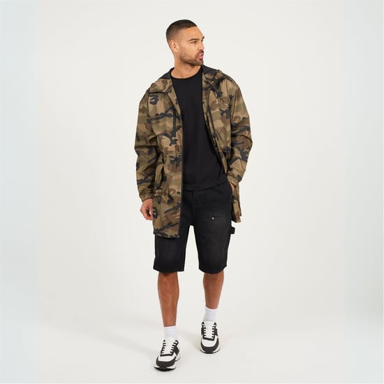 Men's Brave Soul Camo Print Oversized Parka in Khaki Print - Image 4