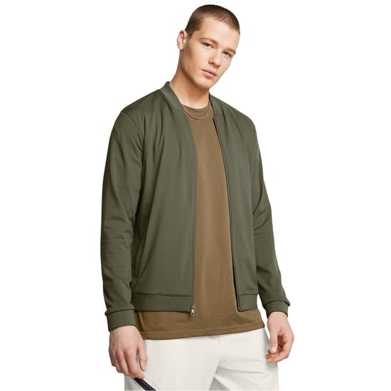 Men's Under Armour Meridian Solid Patterned Bomber Jacket with Ribbed Cuff in Green - Image 3