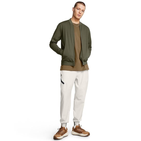 Men's Under Armour Meridian Solid Patterned Bomber Jacket with Ribbed Cuff in Green - Image 6