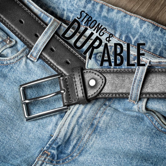 Men’s Leather Lined Belt 1.25″ Classic Belt with Silver Buckle in Black - Image 2